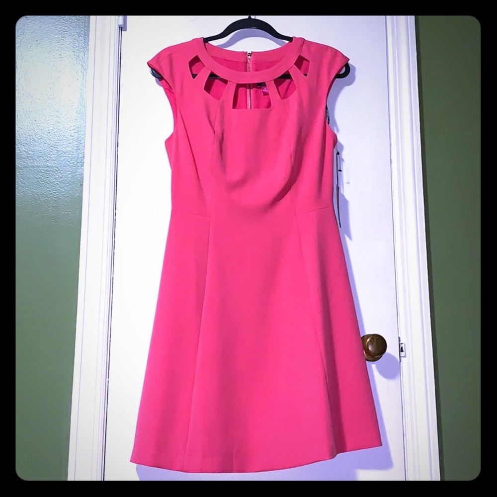 Vince Camuto coral for and flare dress